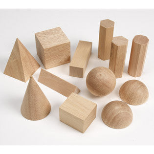 Hardwood Geometric Solids - Set Of 12