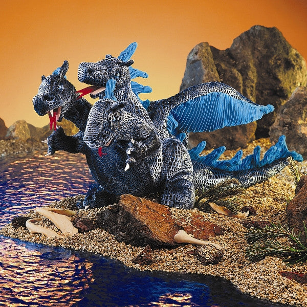 Three-Headed Blue Dragon Puppet