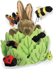 Rabbit In Lettuce Puppet with 3 Mini Beasts